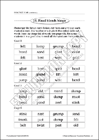 Final consonant blends bingo