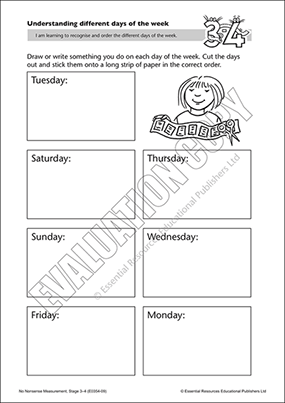 Recognise and order the different days of the week Cover