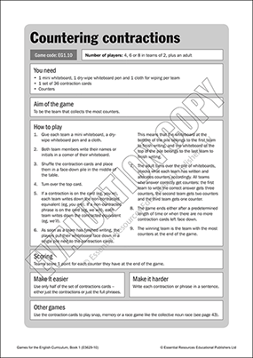 Vocabulary building game: Countering contractions Cover