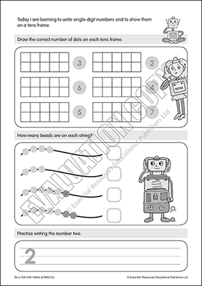 Tens and Units worksheets using beaded string